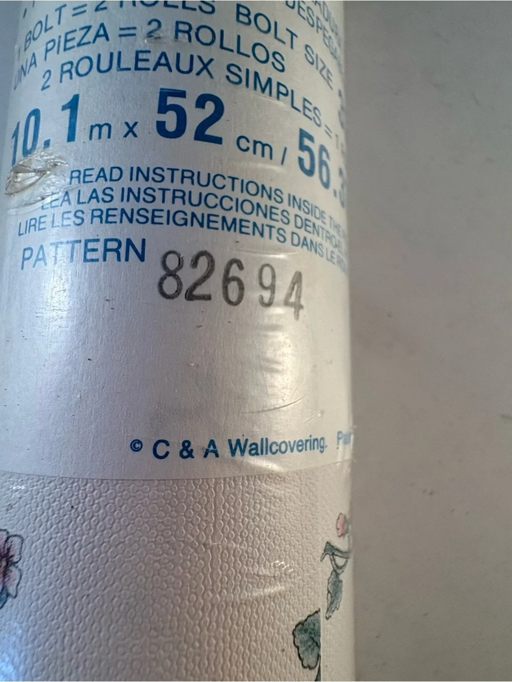 Vtg C&A Wallcoverings White Floral Wallpaper Bolt 33' X 20.5